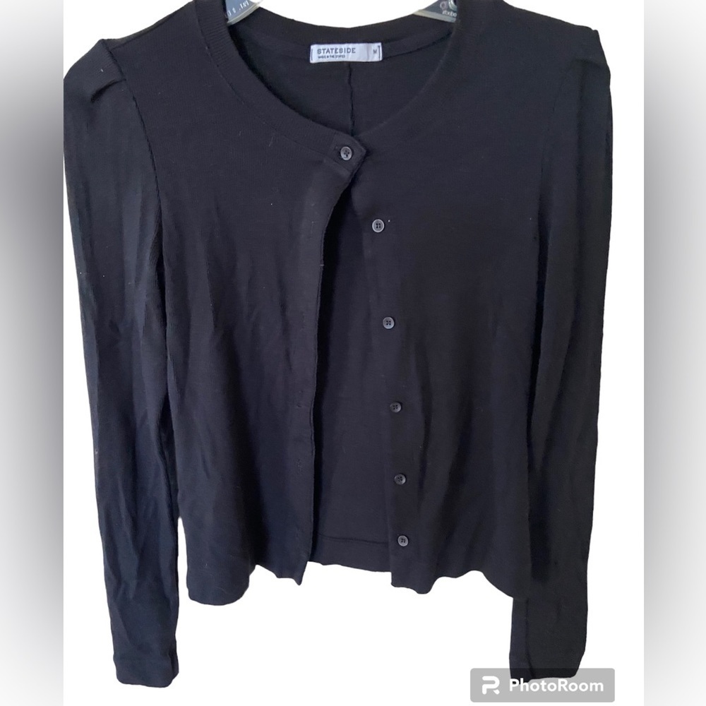 Stateside black puff sleeve cardigan size M